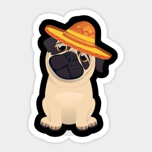 Cute dog pug mexico cinco de mayo Sticker